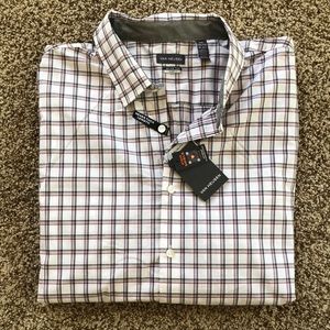 Van Heusen Mens XXL Never Tuck Slim Fit Plaid Long Sleeve Shirt NWT
